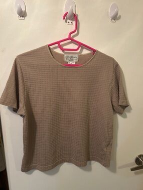Habitatery Taupe Short Sleeve Waffle Knit Top - Relaxed Fit